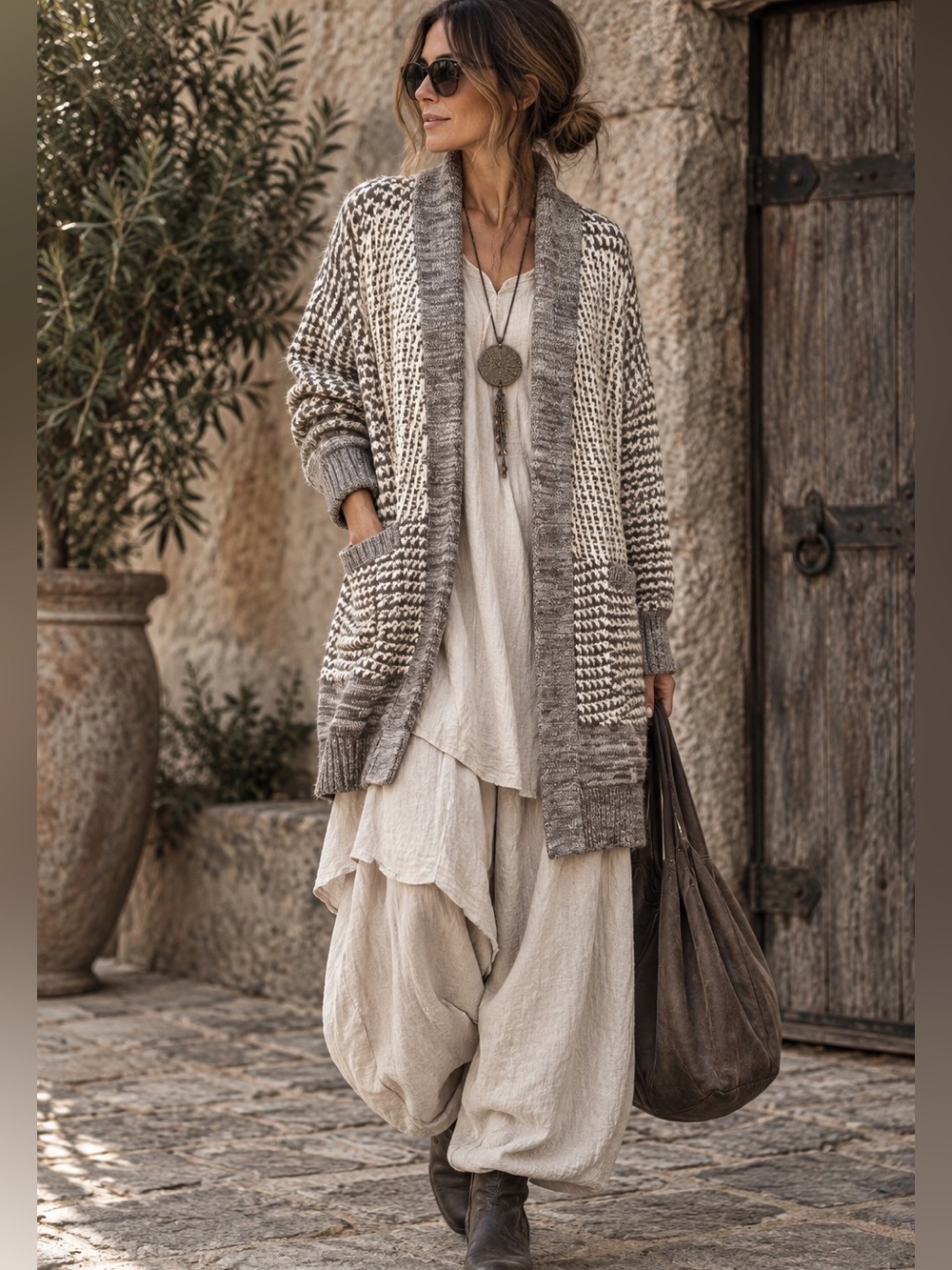 Isaac Mizrahi Live Brown S Chunky Knit Long Cardigan Lagenlook Art Teacher
